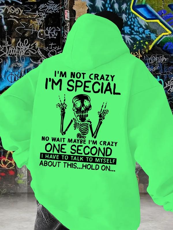 New "I'm not crazy, I'm special" letter print hooded sweatshirt, spring, autumn and winter trendy brand comfortable...