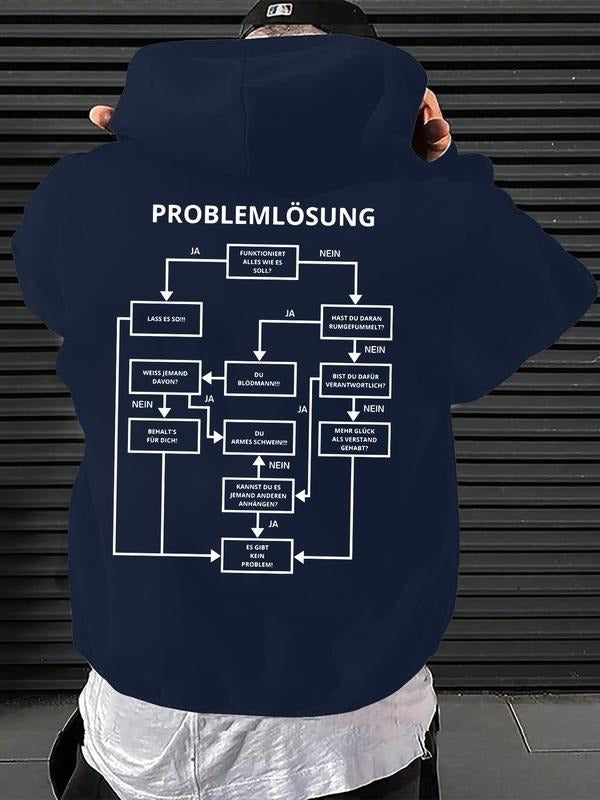 New "Problem Solving" Letter Pattern Printed Hooded Sweatshirt, Spring and Autumn Trendy Brand Comfortable Hoodie...
