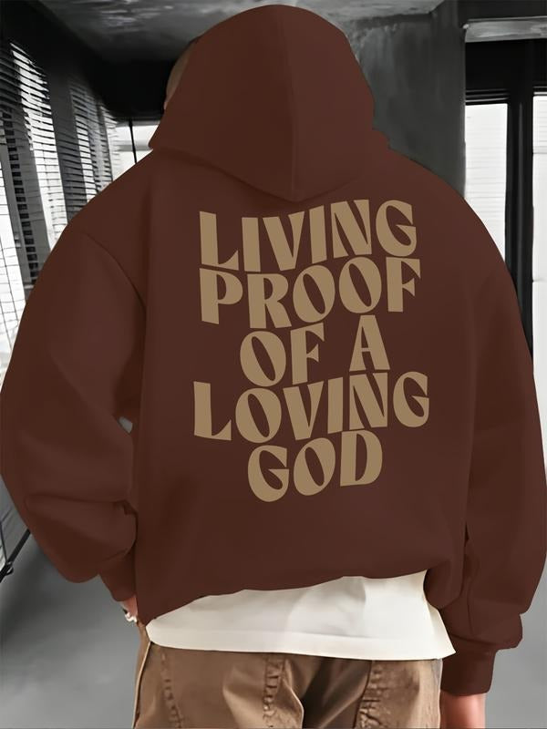 New "Proof of Life of Love for God" letter pattern print hooded sweatshirt, spring, autumn and winter trendy brand...
