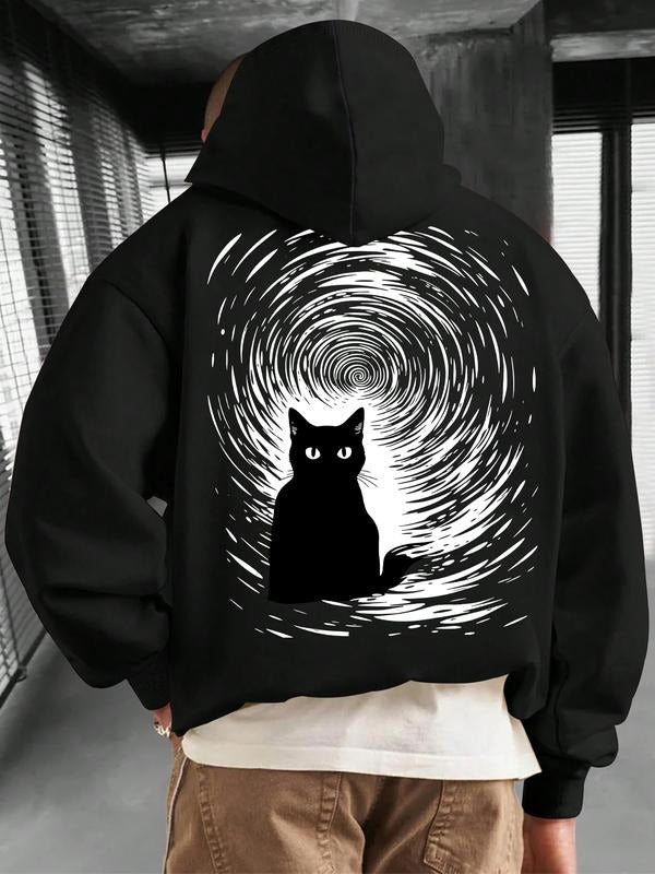 New "cat" monogram printed hooded sweatshirt, spring, autumn and winter trendy brand comfortable hoodie sweatshirt loose...