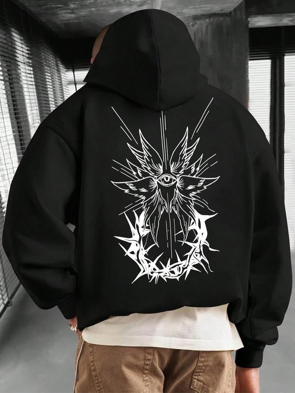 New "eye" letter pattern printed hooded sweatshirt, spring, autumn and winter trendy brand comfort hoodie sweatshirt...