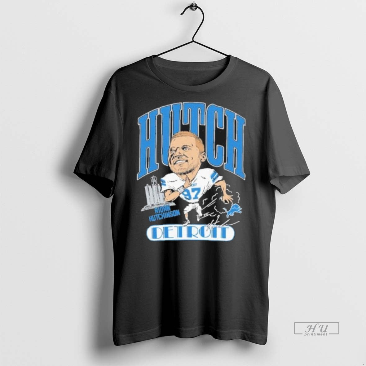 New Aidan Hutchinson Detroit Lions Hutch Caricature Player Graphic Tee Shirt Sweater