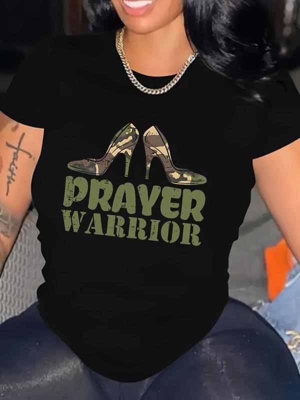 New Camo Heels Prayer Warrior Faith God Jesus Christian Women T-Shirt For Women's Harajuku Y2k Tops Tees Clothing Hoodie,...