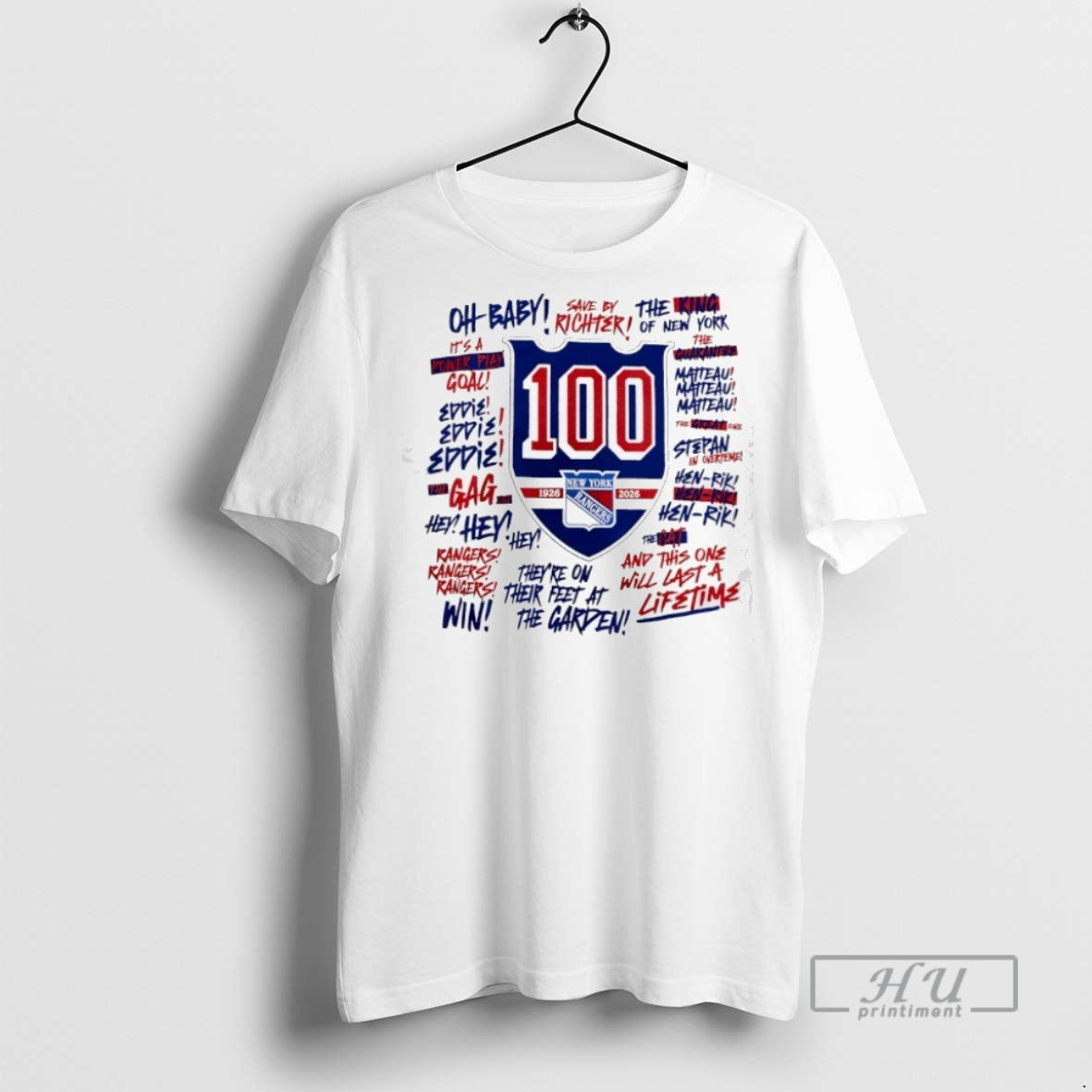 New Celebration 100th Anniversary Of The New York Rangers Ice Hockey Team Tee Shirts