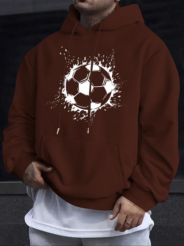 New Football Letter Print Comfortable Men's Hoodie, Casual Drawstring Hooded Sweatshirt, Fall & Winter Fashion, Mens...