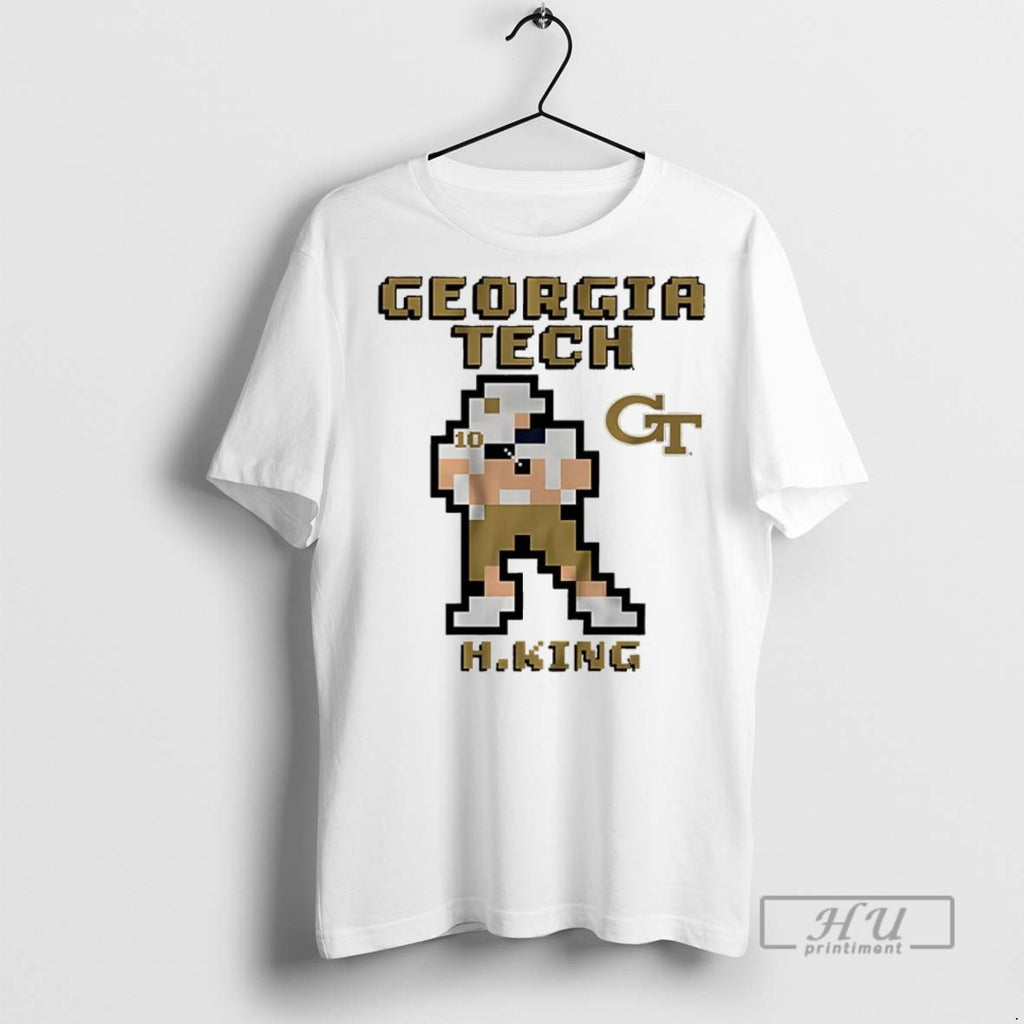 New Haynes King Georgia Tech Yellow Jackets Football Retro Baller 8 Bit Style Tee Shirts