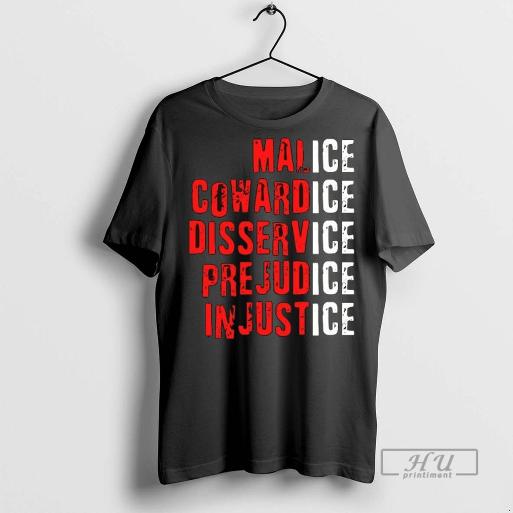New Ice Malice Cowardice Disservice Prejudice Injustice Ceramic Ceramic And Classic Dad Cap Tee Shirts