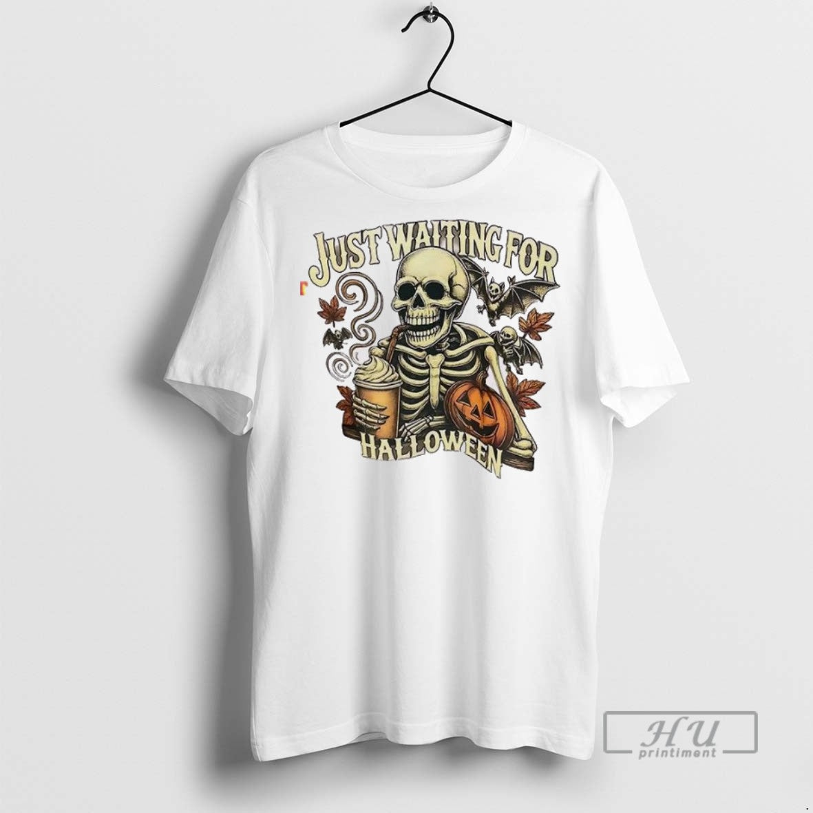 New Just Waiting For Halloween Skeleton Coffee Tee Shirts Sweatshirt Hoodies