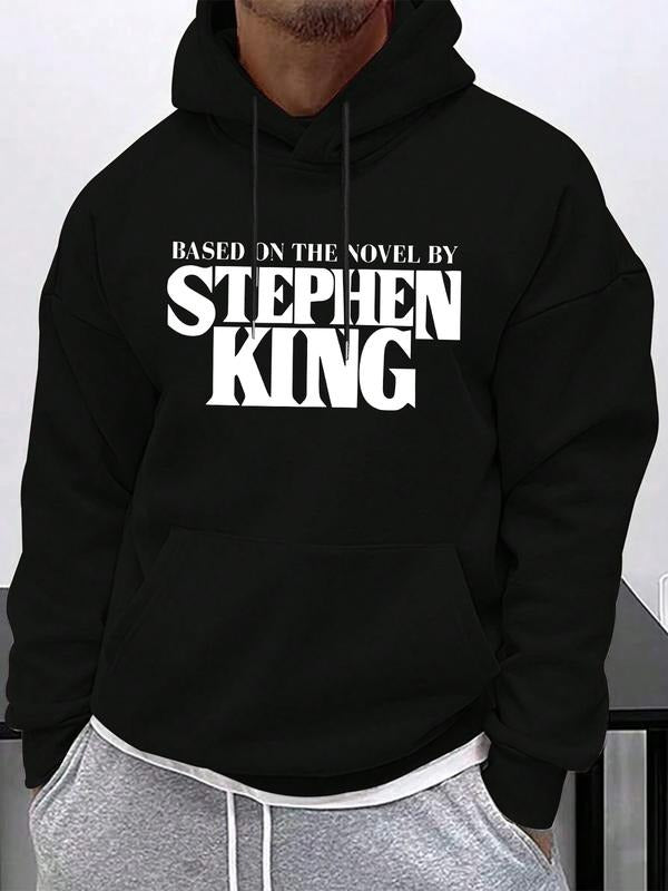 New King Letter Print Comfortable Men's Hoodie, Casual Drawstring Hooded Sweatshirt, Fall & Winter Fashion, Mens Clothing...