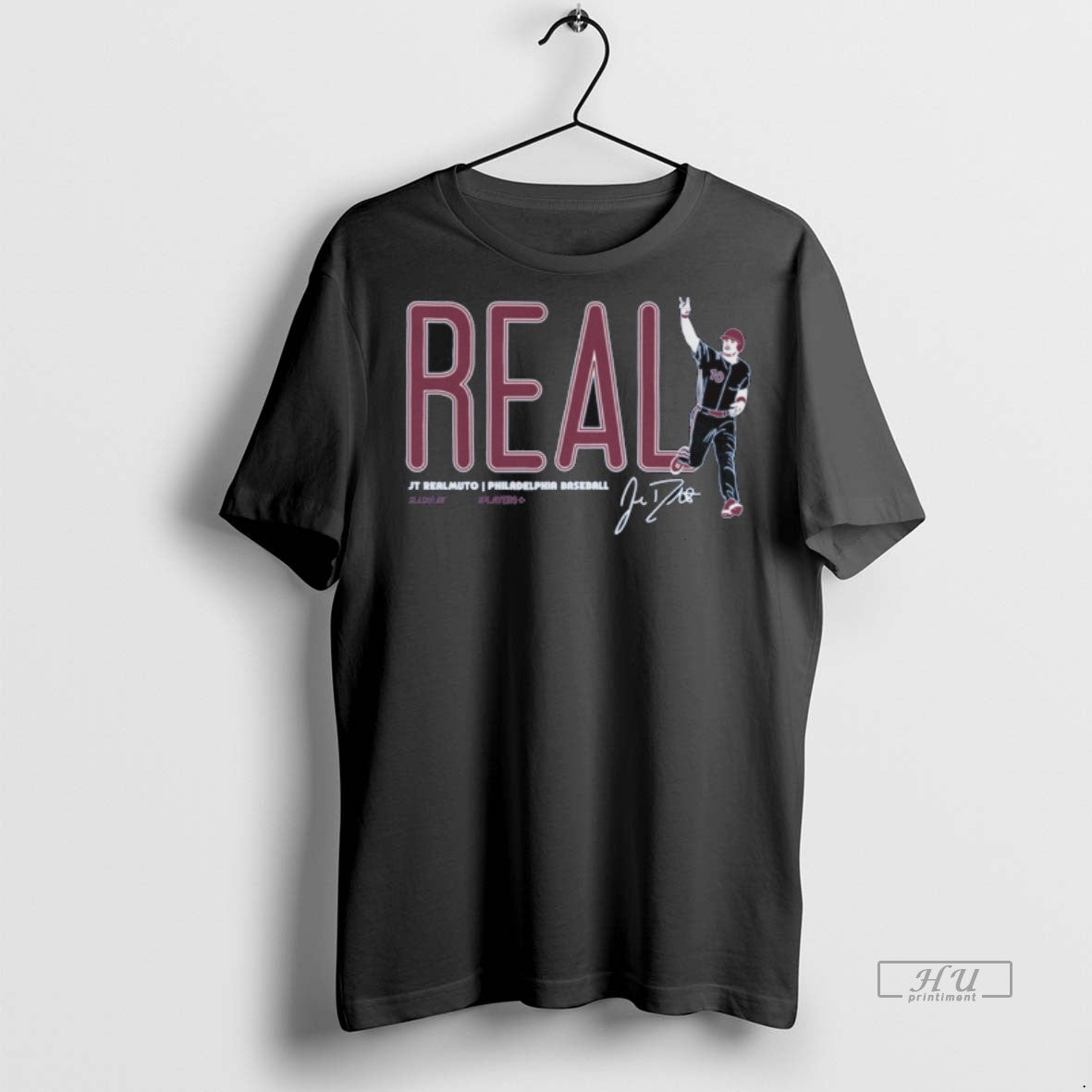 New Real Jt Realmuto Philadelphia Phillies Mlb Slash Line Signature Graphic Tee Shirt Sweater