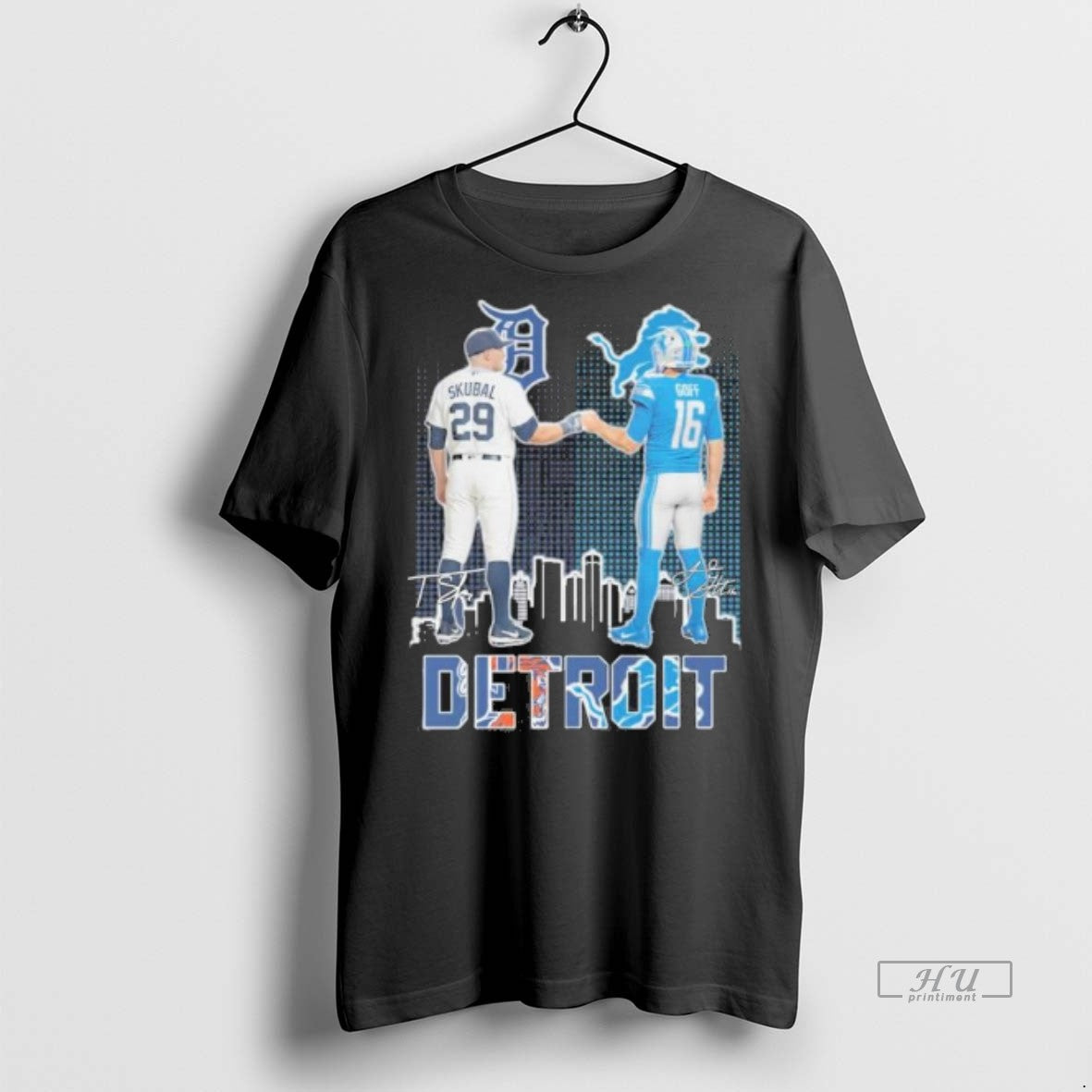 New Tigers Tarik Skubal And Lions Jared Goff Detroit Graphic Tee Shirt Sweater