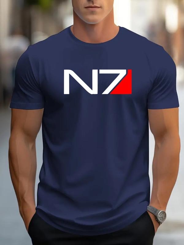 New Trendy Casual Short Sleeve T-Shirt, Fitted H-Type Top, Seasonal Fashion, Print Pattern, Ideal for Daily Wear Hoodie,...