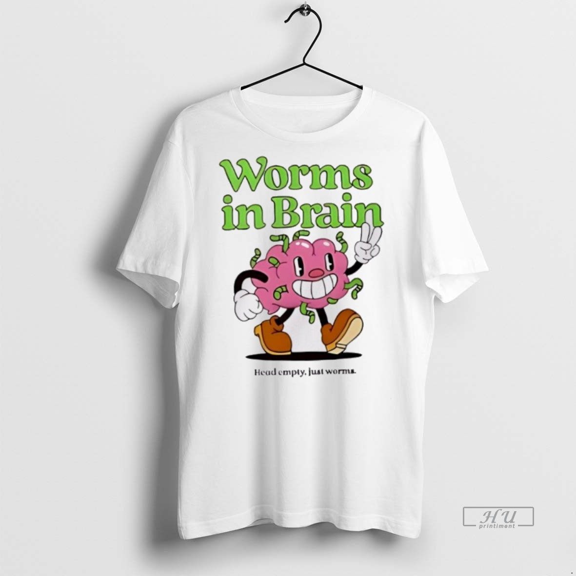 New Worms In Brain Head Empty Just Worms Funny Graphic Tee Shirt Sweater