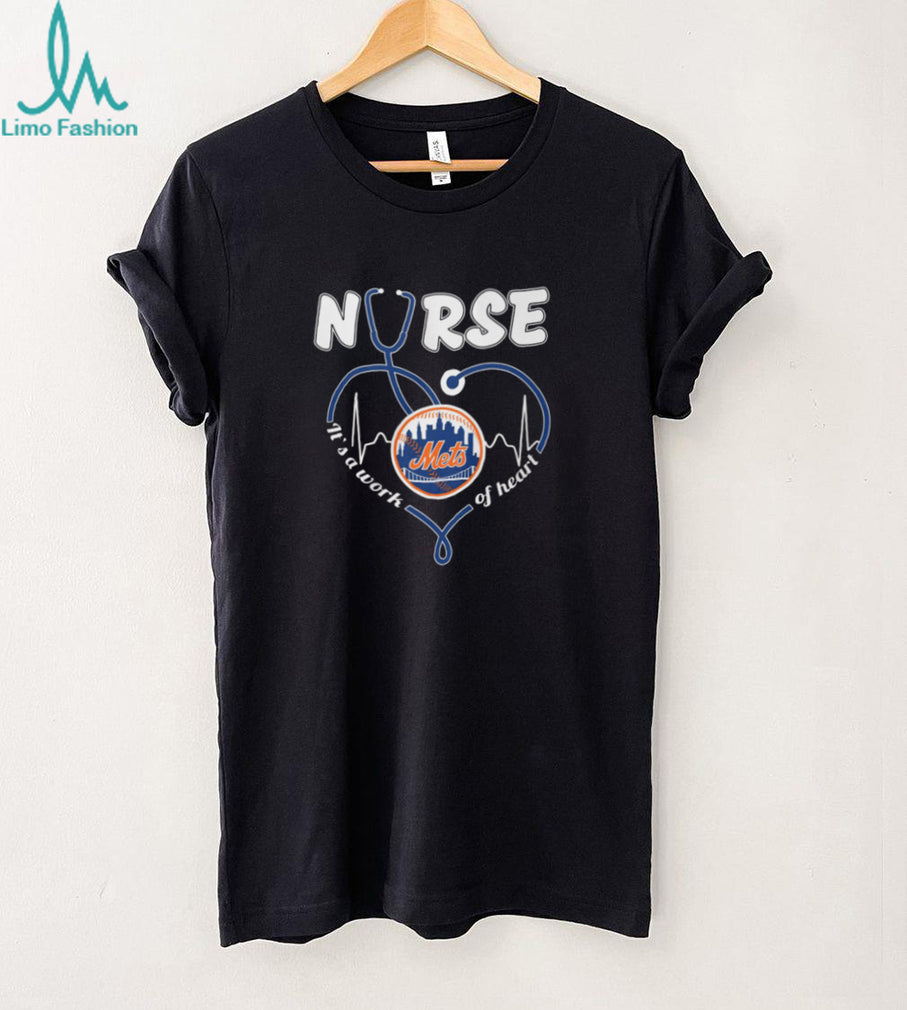 New York Mets Baseball Nurse Heart Stethoscope Medical Worker Orange T Shirt