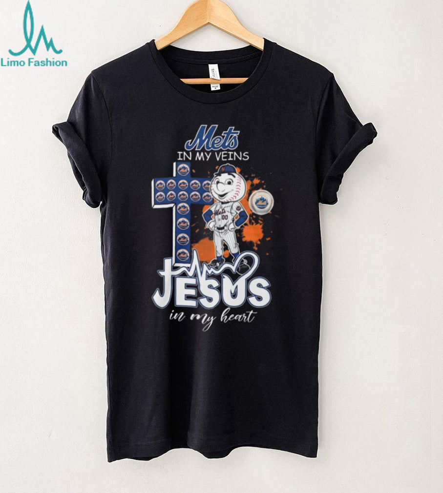 New York Mets Mr Met Cross Faith Jesus In My Heart T Shirt