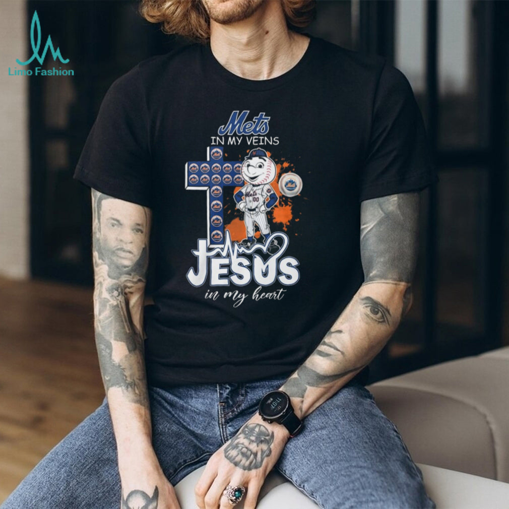 New York Mets Mr Met Cross Faith Jesus In My Heart T Shirt