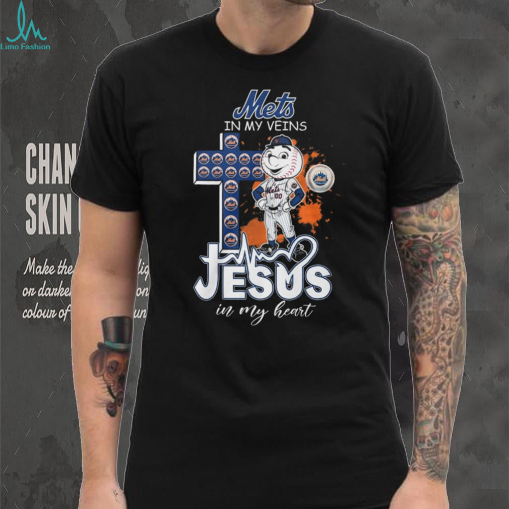 New York Mets Mr Met Cross Faith Jesus In My Heart T Shirt
