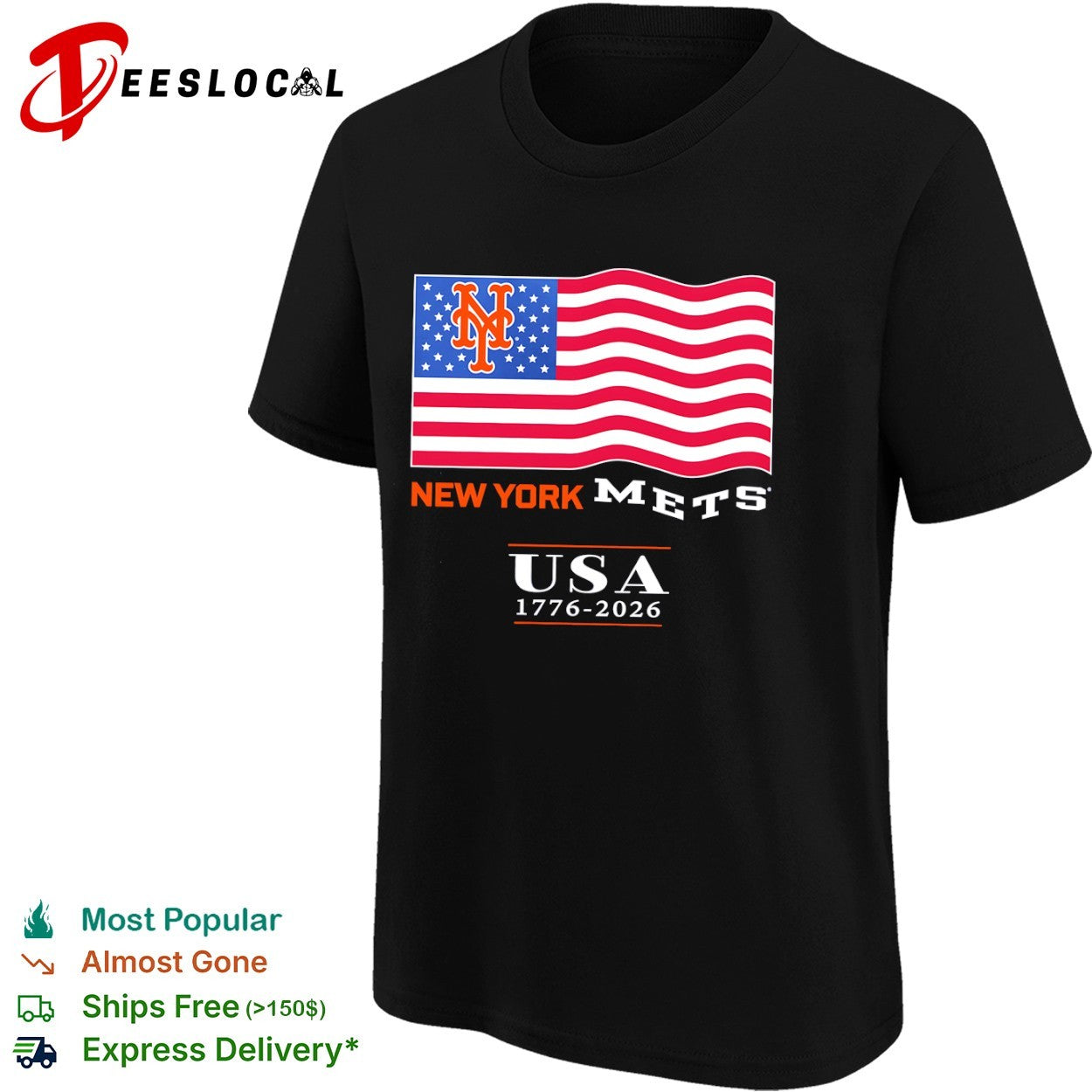 New York Mets USA 1776 2026 American Flag Logo MLB shirt