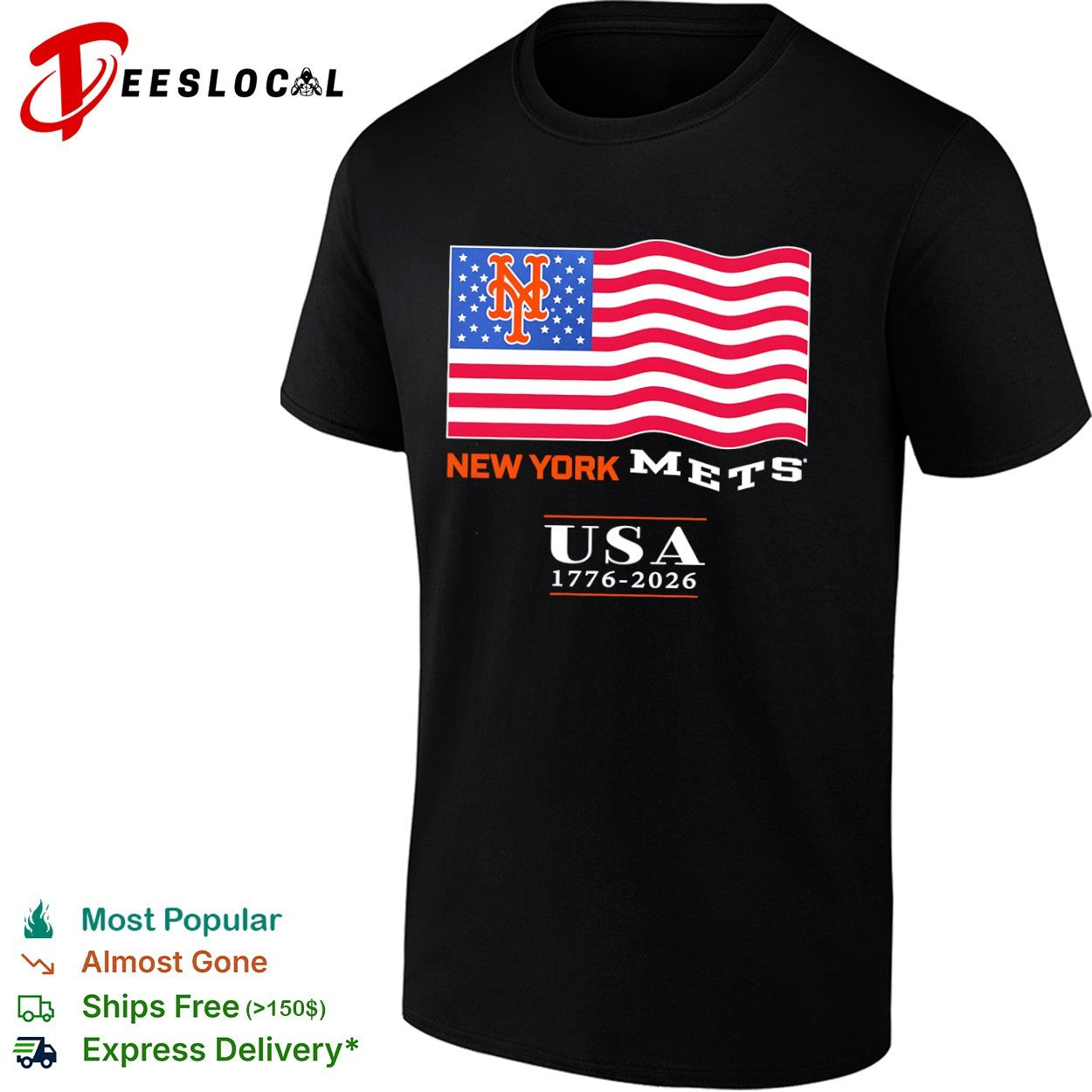 New York Mets USA 1776 2026 American Flag Logo MLB shirt