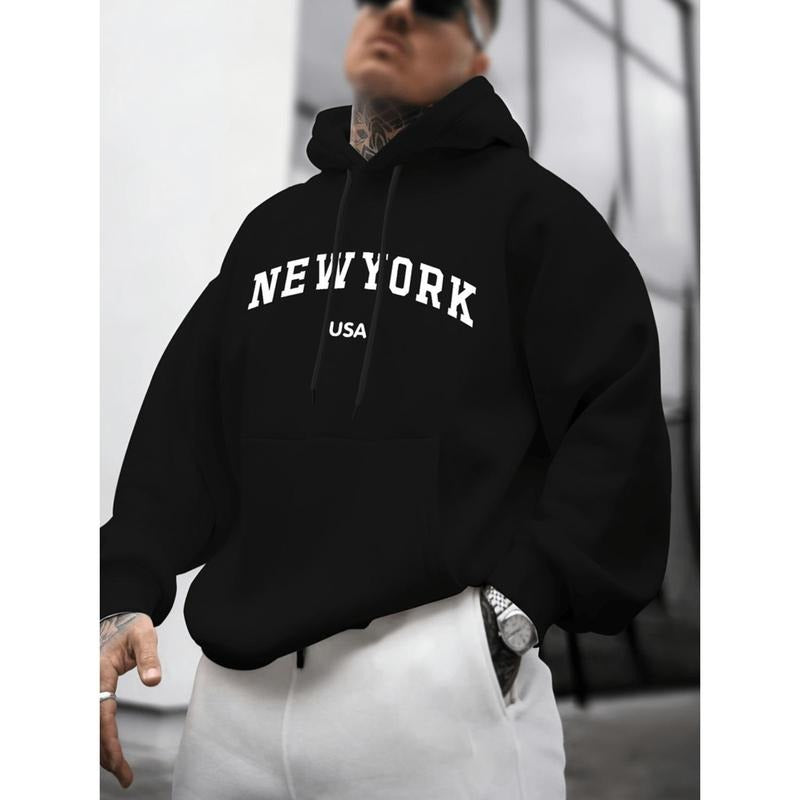 New York USA Graphic Print Oversized Unisex Hoodie For Autumn Winter Streetwear 100 Polyester Heavyweight Relaxed Fit...