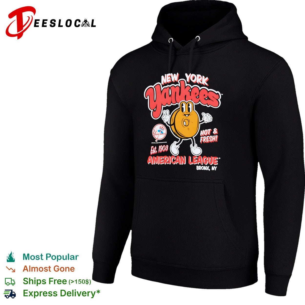 New York Yankees American League Hot and Fresh Est 1903 Mascot Donut Logo shirt