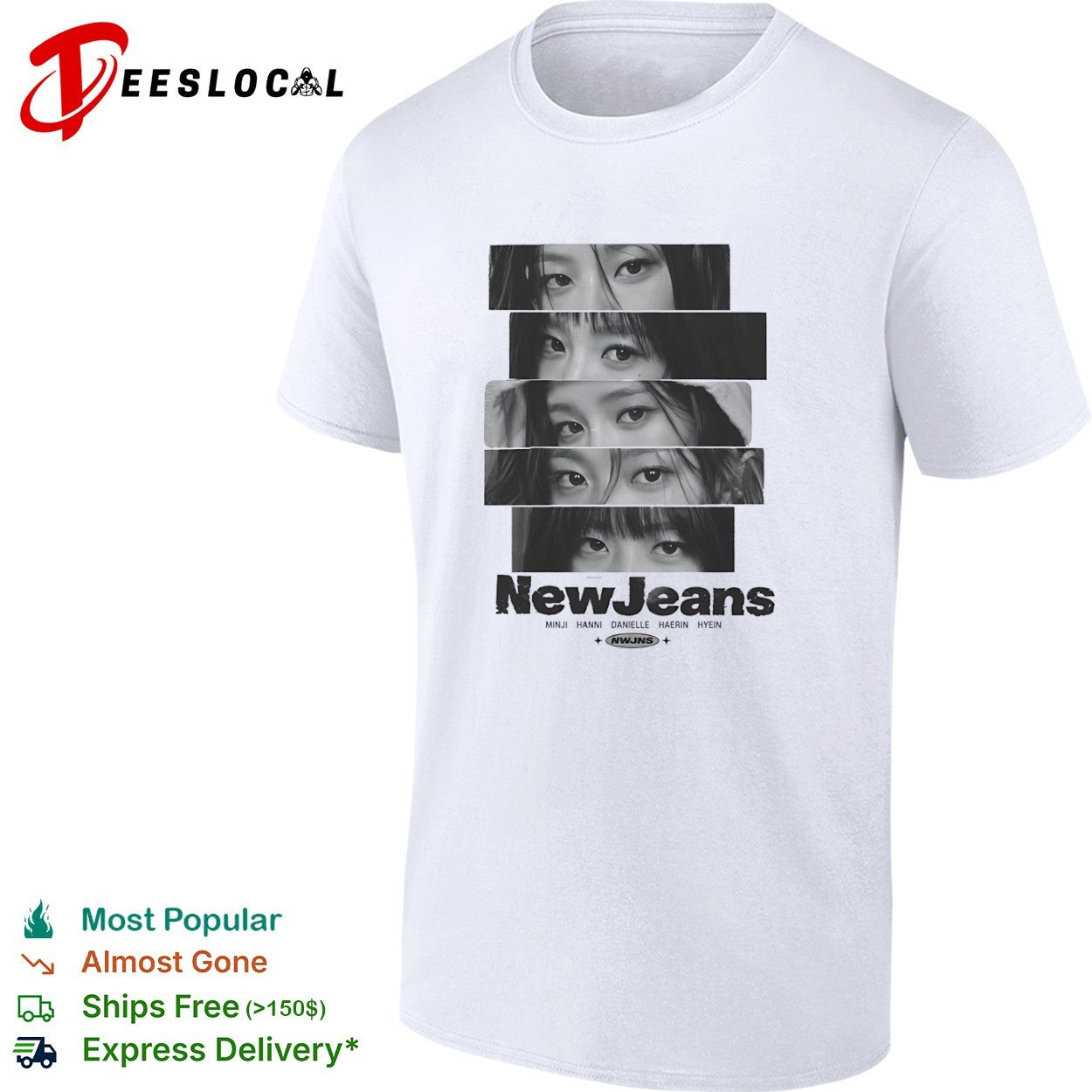 NewJeans Minji Hanni Danielle Haerin Hyein NWJNS band shirt
