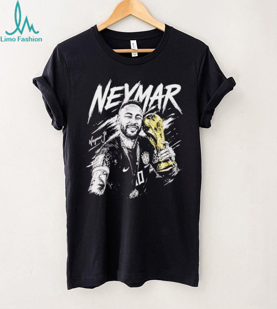 Neymar Jr Brazil Soccer Champion Gold Trophy Black T Shirt