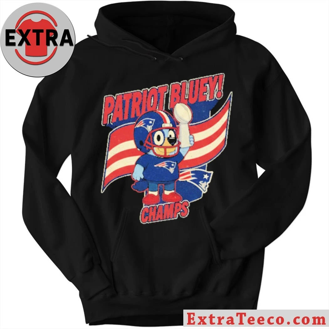 Nice Bluey Patriots Champs Logo T-Shirt