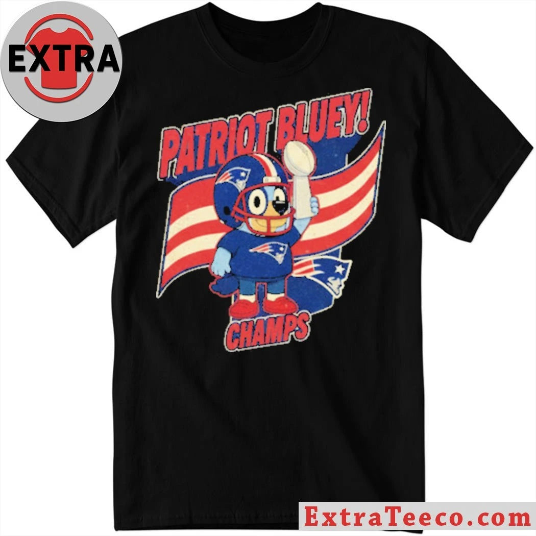 Nice Bluey Patriots Champs Logo T-Shirt
