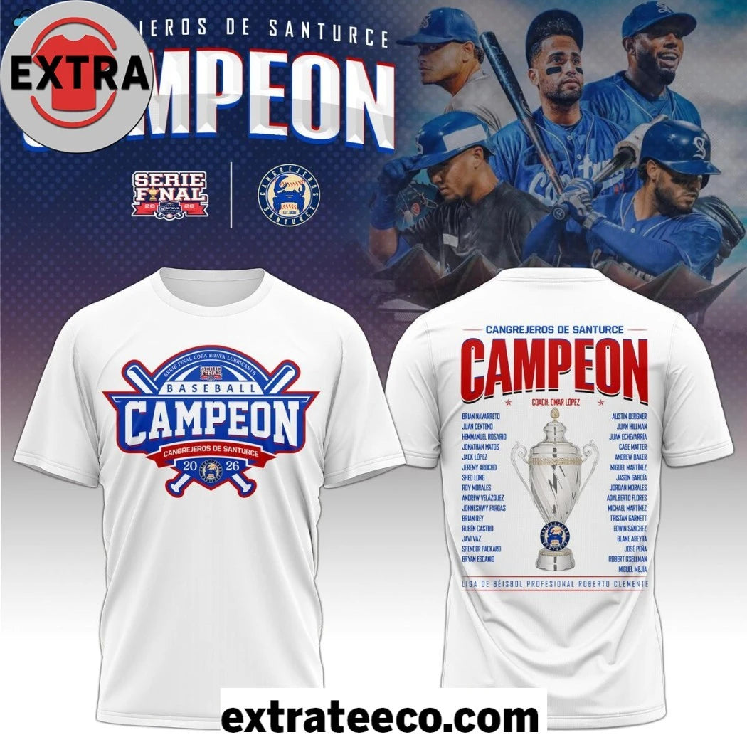 Nice Cangrejeros De Santurce Serie Final 2026 Campeones Logo T-shirt