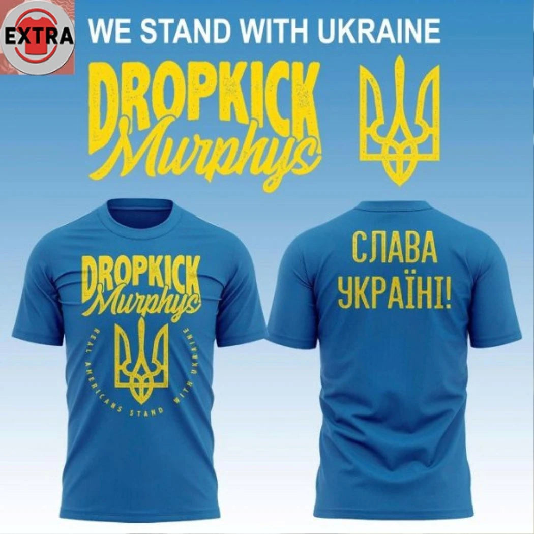 Nice Dropkick Murphys We Stand With Ukraine Blue Hoodie T-Shirt