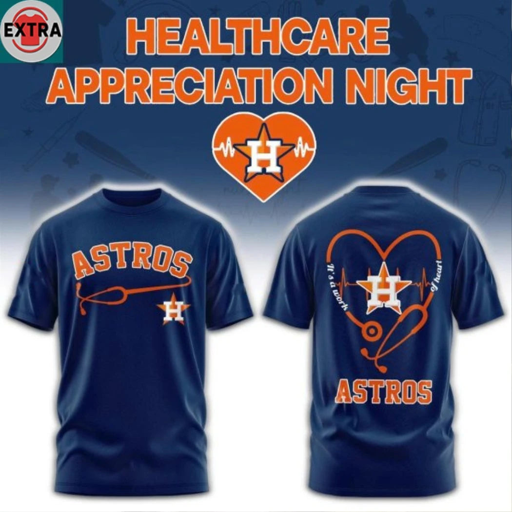Nice Houston Astros x Healthcare Appreciation Night 2026 Celebration Logo Two Sided Hoodie T-Shirt