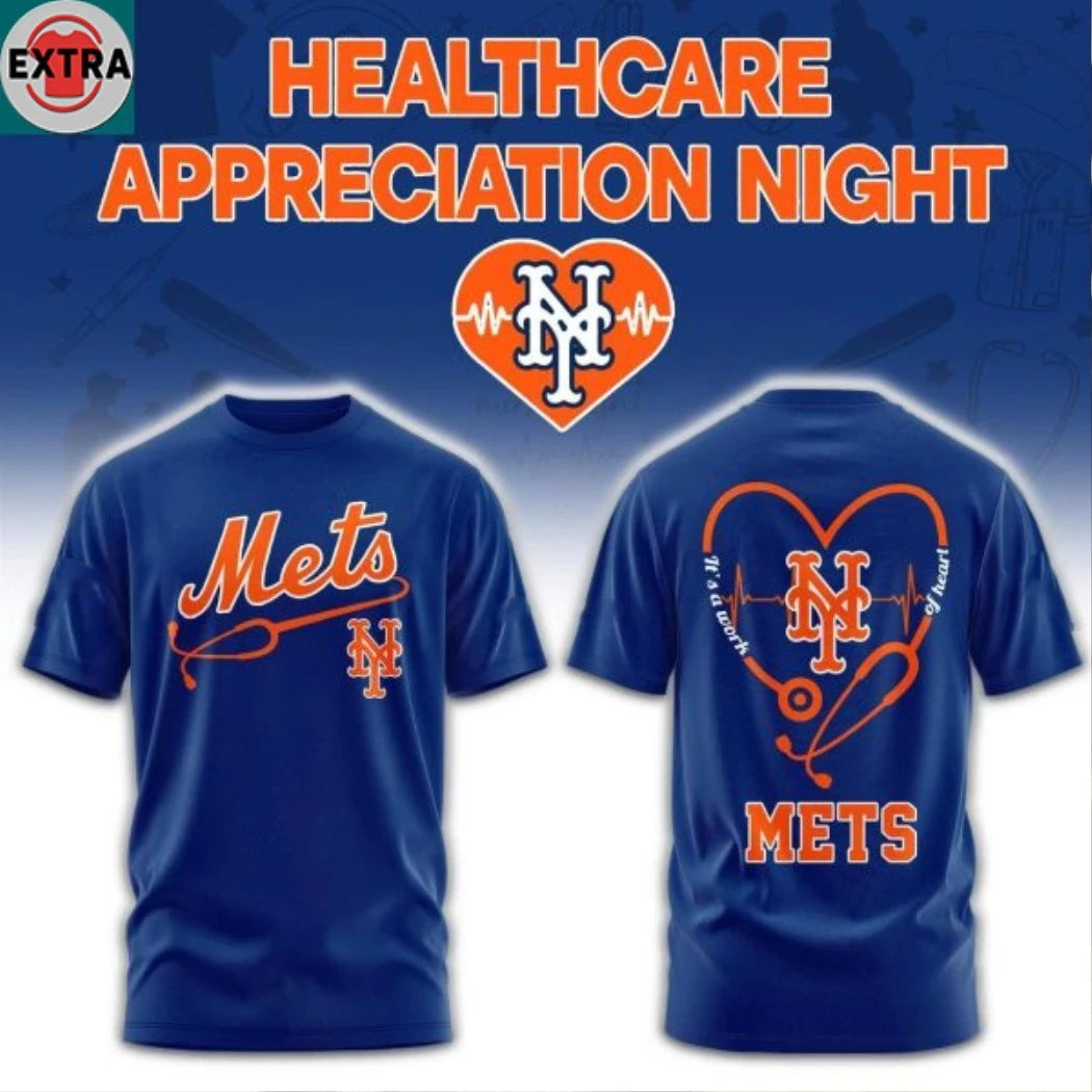 Nice New York Mets x Healthcare Appreciation Night 2026 Celebration Logo Two Sided Hoodie T-Shirt