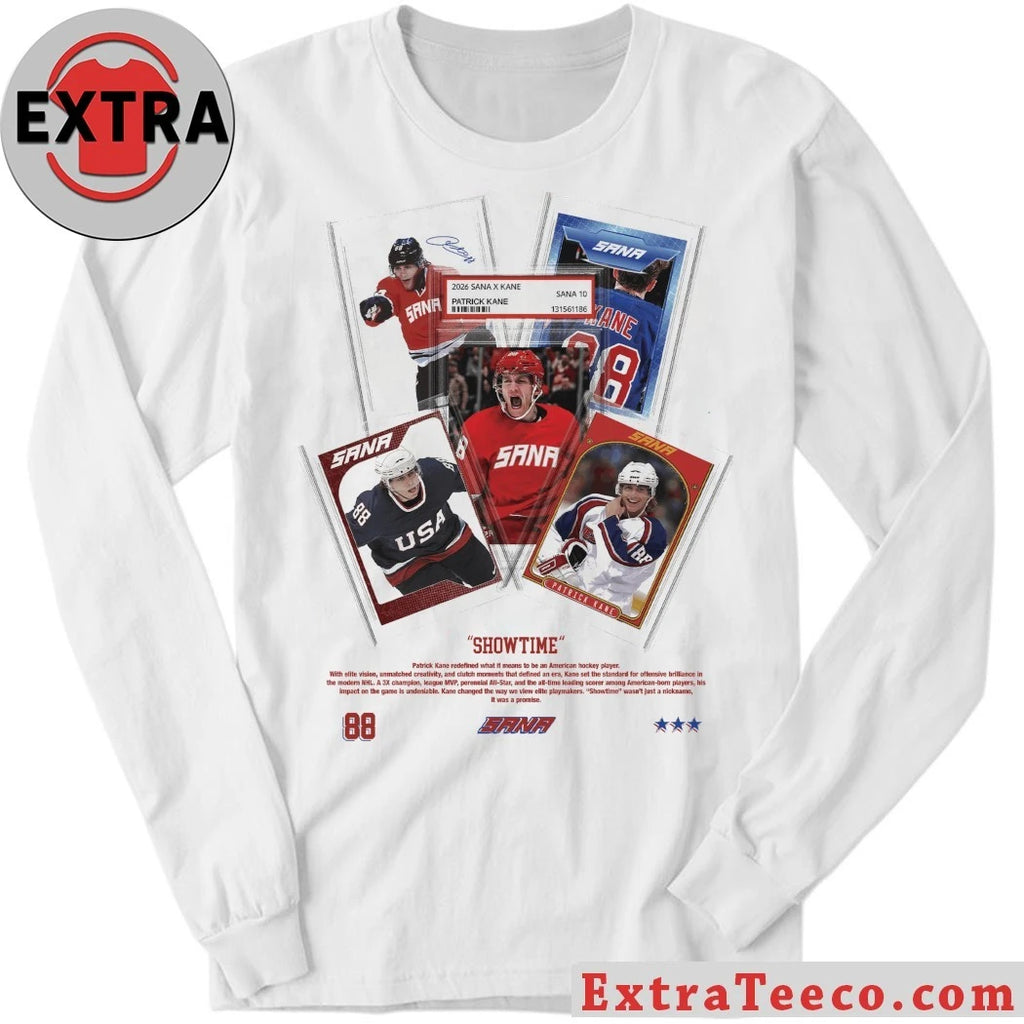 Nice Professional hockey player Patrick Kane trading card 2026 SANA X KANE T-Shirt
