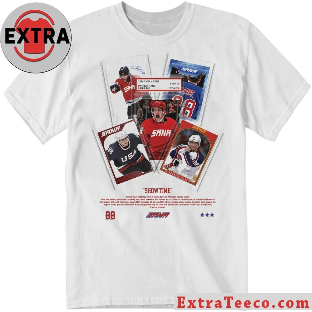 Nice Professional hockey player Patrick Kane trading card 2026 SANA X KANE T-Shirt