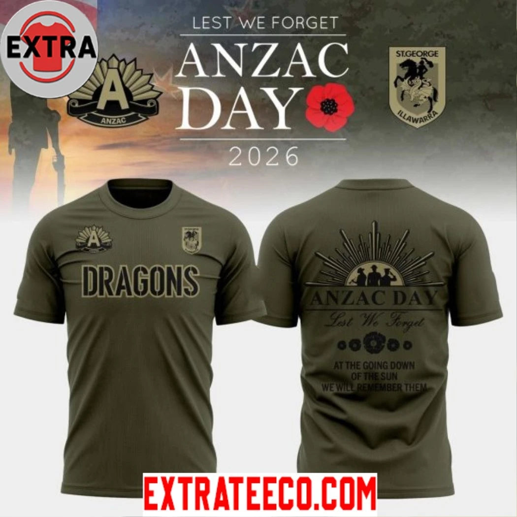 Nice St.George Illawarra Dragons Anzac Day 2026 Logo Two Sided Shirt