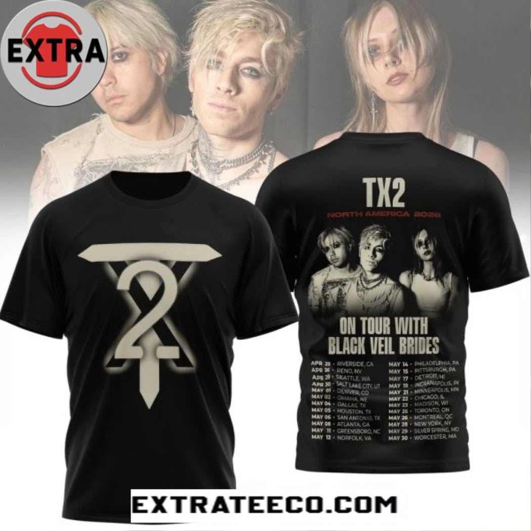 Nice TX2 North America 2026 On Tour With Black Veil Brides T-Shirt