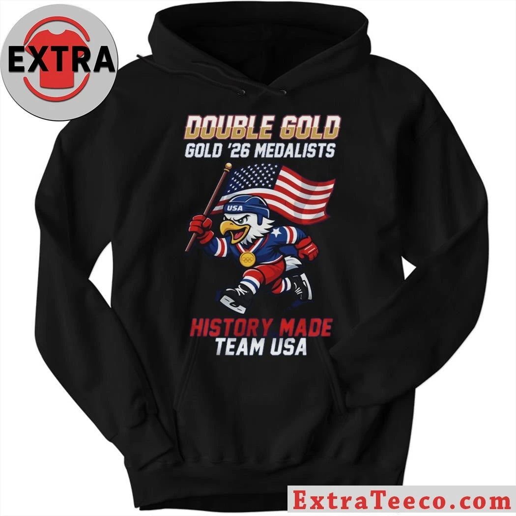 Nice USA Hockey Double Gold 2026 Olympics History Made Team USA Shirt