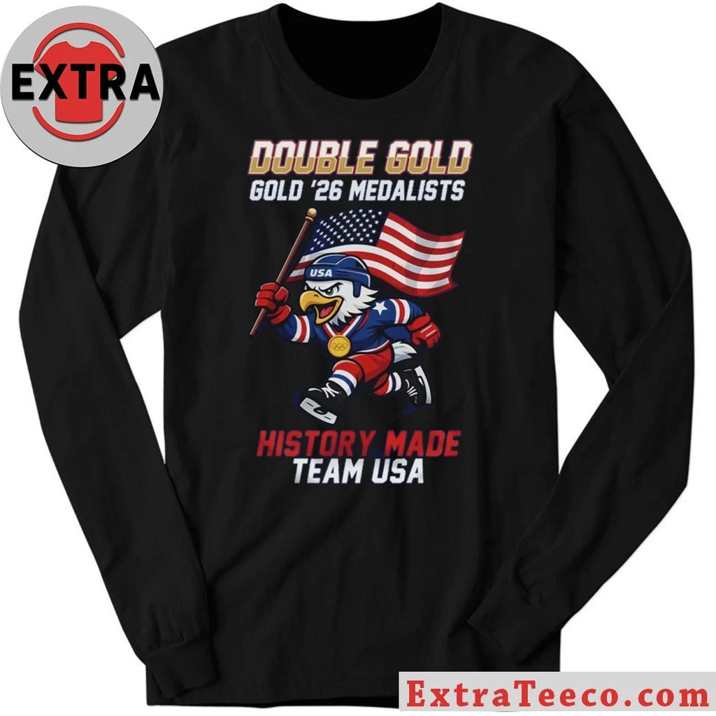 Nice USA Hockey Double Gold 2026 Olympics History Made Team USA Shirt