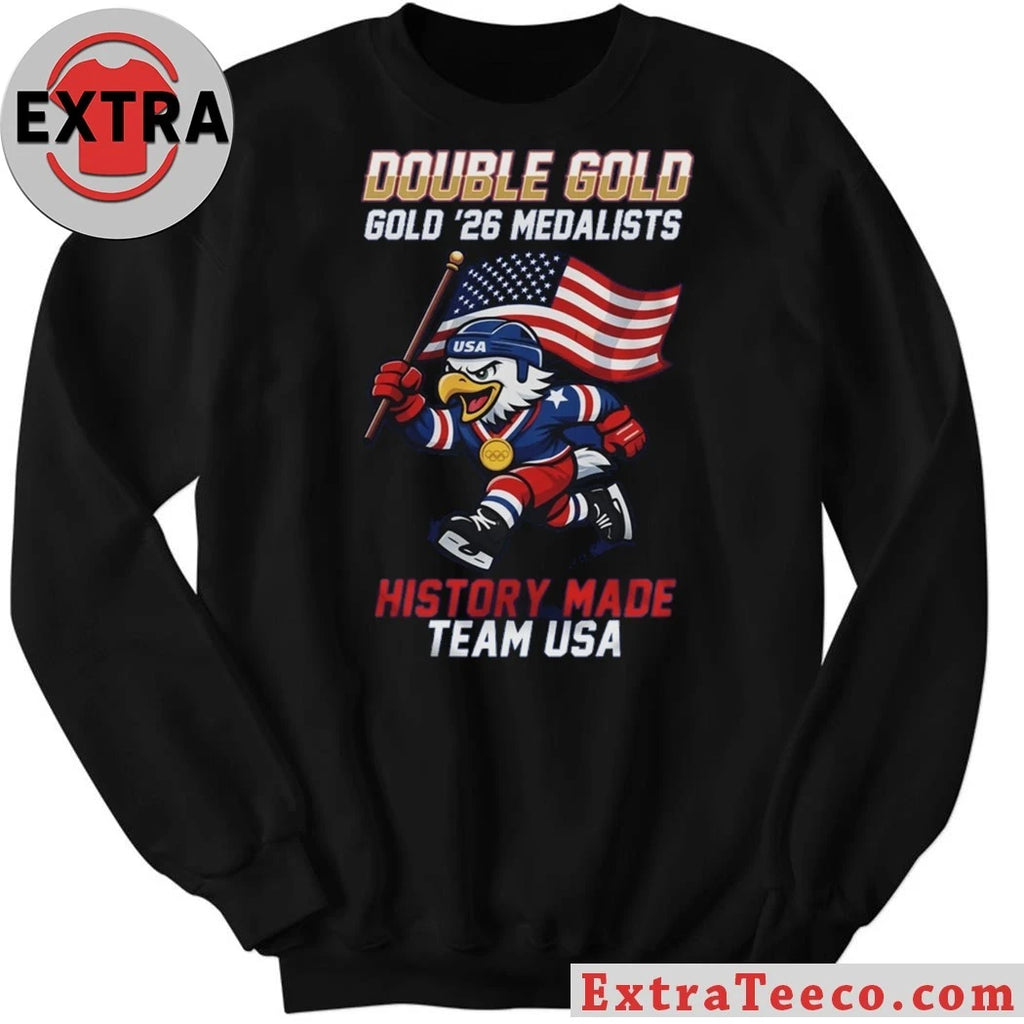 Nice USA Hockey Double Gold 2026 Olympics History Made Team USA Shirt