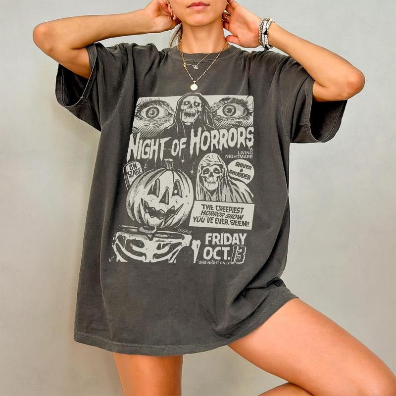 Night Of Horrors Comfort Colors Shirt, Halloween Shirt, Horror Movie T-shirt, Horror Halloween Tee, Spooky Season,...