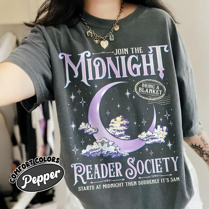 Night Owl Reader Shirt Comfort Colors, Late Night Reading Book Club Shirt, Trendy Book Shirt, Book Lover Gift, Cute...