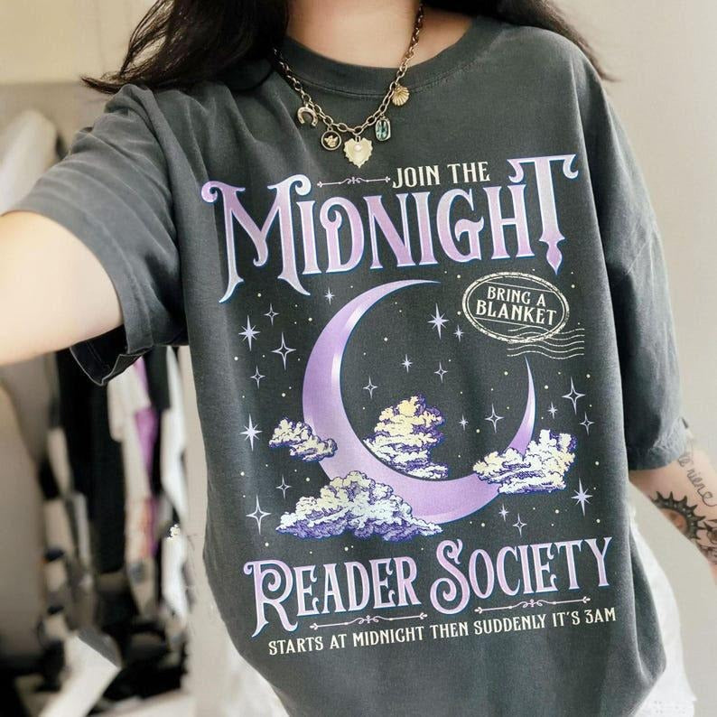 Night Owl Reader Shirt Comfort Colors, Late Night Reading Book Club Shirt, Trendy Book Shirt, Book Lover Gift, Cute...