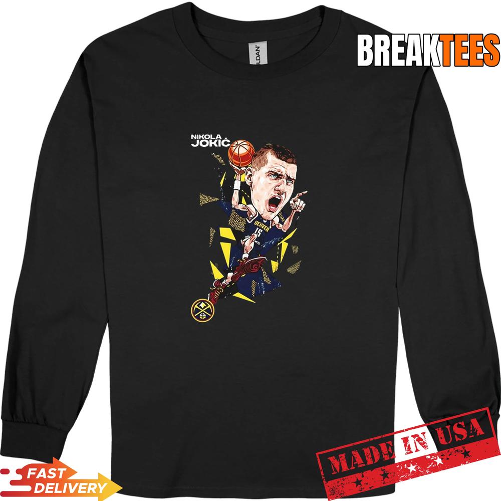 Nikola Jokic player Denver Nuggets NBA Signature Caricature T-Shirt