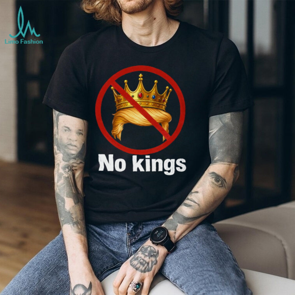 No Kings Anti Trump Crown Hair Silhouette Political T Shirt
