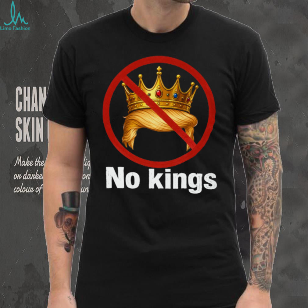 No Kings Anti Trump Crown Hair Silhouette Political T Shirt