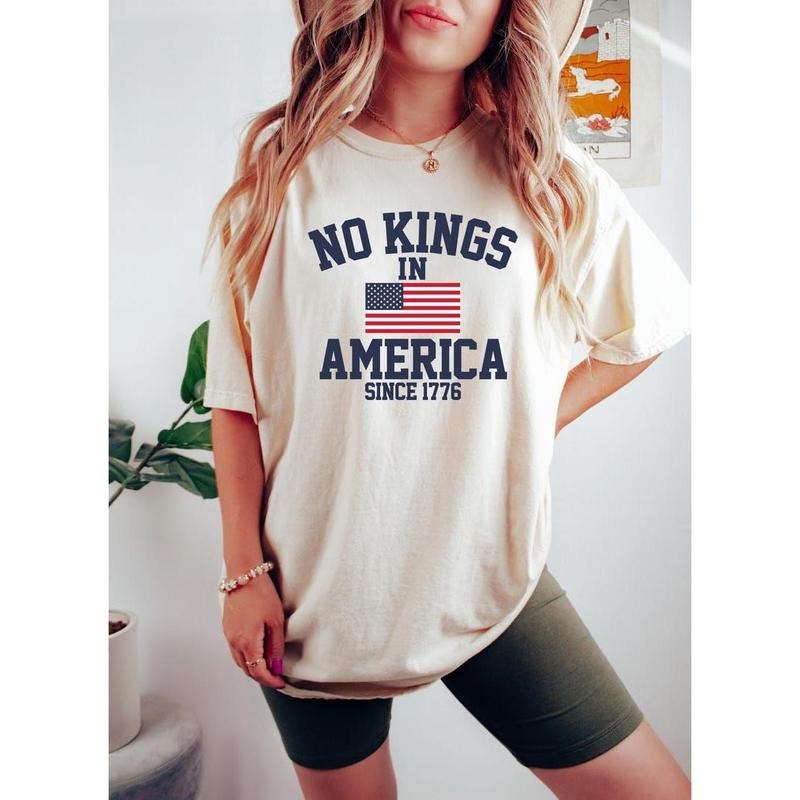 No Kings in America T-Shirt, Anti-Trump, Protest Sweatshirt, Democracy Tee, Protest, Gift for Anti-MAGA, Patriotic Tee,...