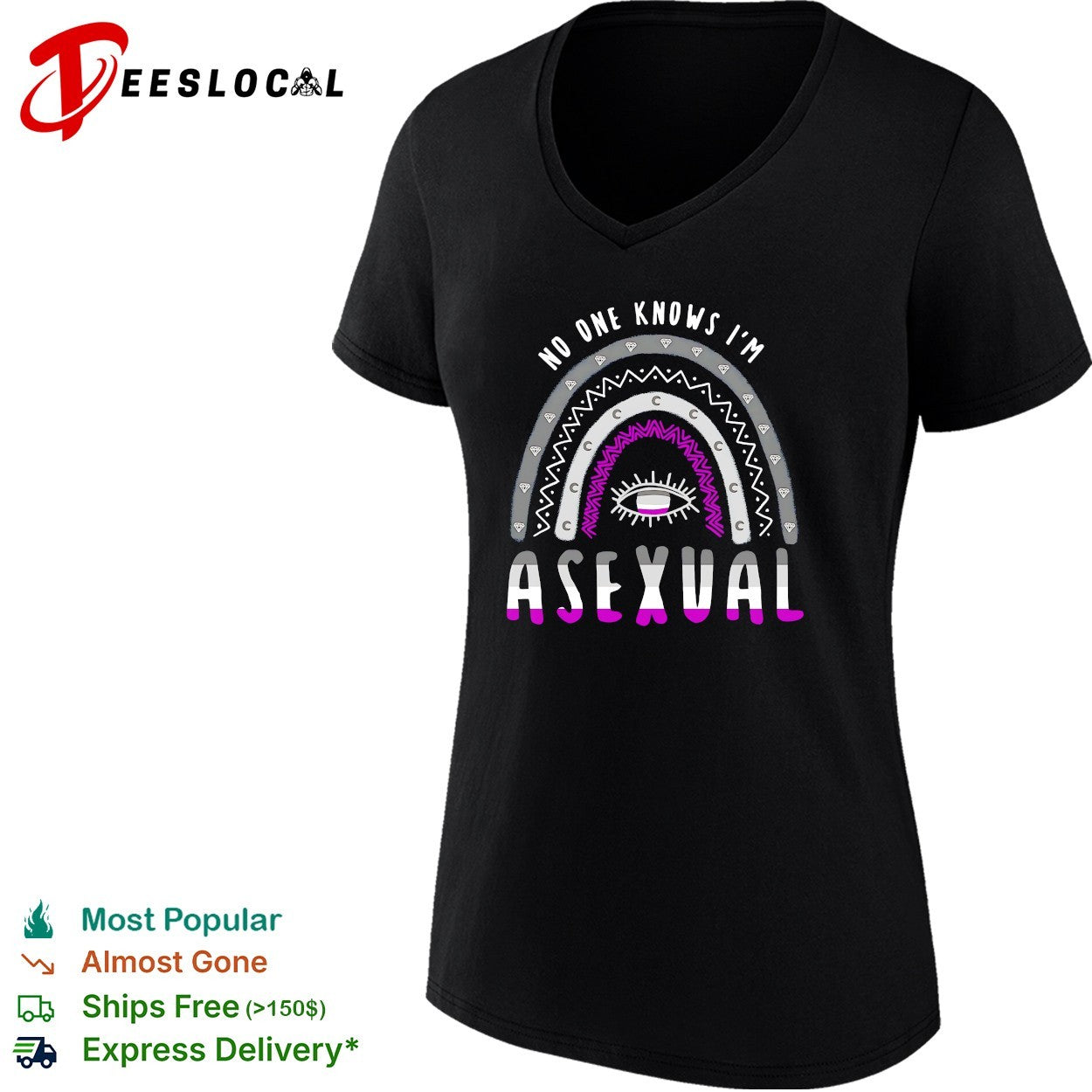 No one knows I’m asexual pride rainbow arch eye shirt