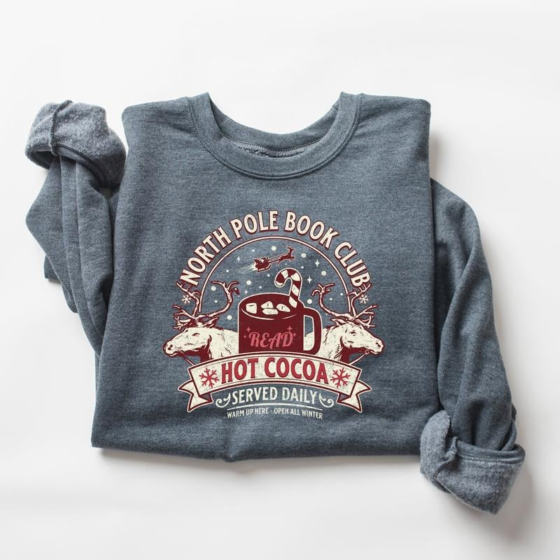 North Pole Book Club Sweatshirt, Bookish Christmas Shirt, Book Lover Gift, Christmas Gift, Christmas Hoodie, Bookish...