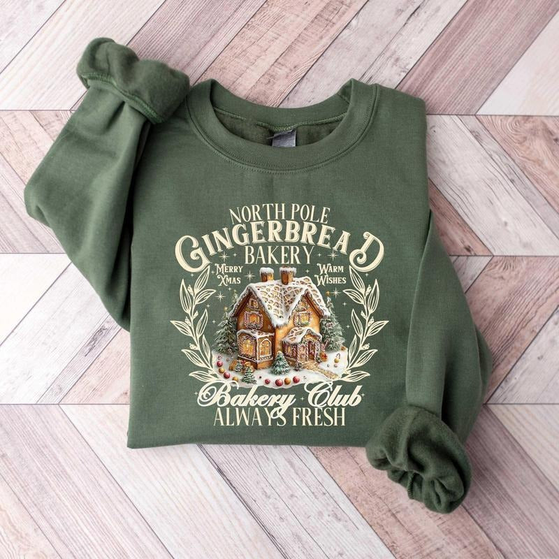 North Pole Gingerbread Bakery Sweatshirt, Christmas Hoodie, Christmas Bakery Club Sweatshirt, Family Matching Group...